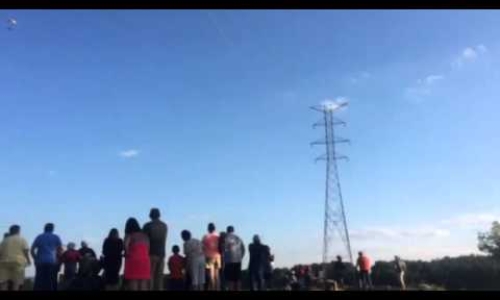 Skydiver hits a power line
